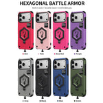 Hexagon Armor Magnetic Holder Weighing Scale Phone Case, For iPhone 17 Pro Max, For iPhone 17 Pro, For iPhone 17, For iPhone Air, For iPhone 16 Pro Max, For iPhone 16 Pro