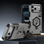 Hexagon Armor Magnetic Holder Weighing Scale Phone Case, For iPhone 17 Pro Max, For iPhone 17 Pro, For iPhone 17, For iPhone Air, For iPhone 16 Pro Max, For iPhone 16 Pro