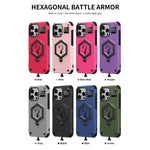 六角盔甲磁吸支架稱重手機殼，適用於 iPhone 16、iPhone 15 Pro Max、iPhone 15 Pro、iPhone 15 Plus、iPhone 15、iPhone 14 Plus