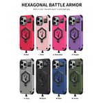 六角裝甲磁吸支架秤重手機殼，適用於 iPhone 14 / 13，iPhone 14 Pro，iPhone 14 Pro Max，iPhone 13 Pro Max，iPhone 13 Pro，iPhone 12 Pro Max
