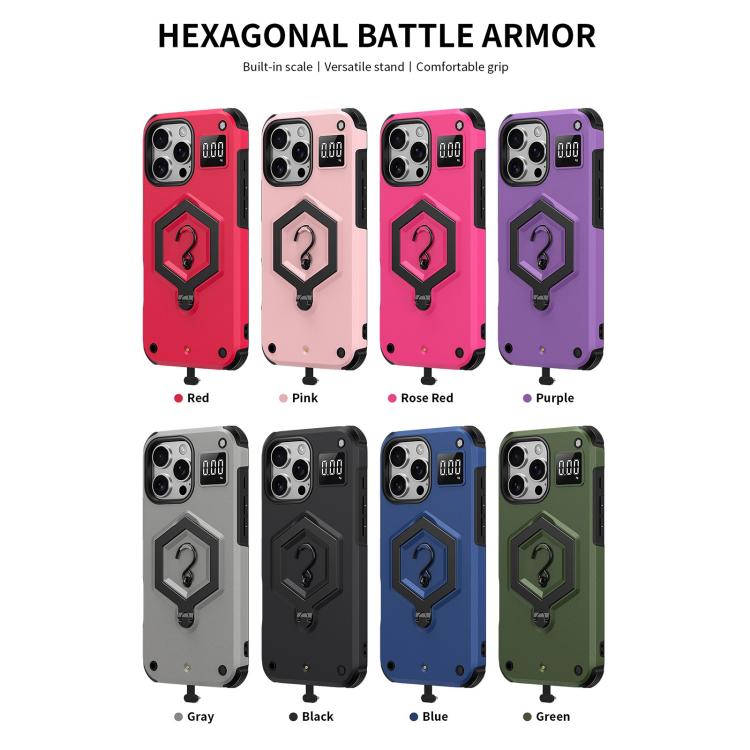 六角裝甲磁吸支架秤重手機殼，適用於 iPhone 14 / 13，iPhone 14 Pro，iPhone 14 Pro Max，iPhone 13 Pro Max，iPhone 13 Pro，iPhone 12 Pro Max
