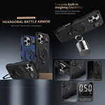 六角裝甲磁吸支架秤重手機殼，適用於 iPhone 14 / 13，iPhone 14 Pro，iPhone 14 Pro Max，iPhone 13 Pro Max，iPhone 13 Pro，iPhone 12 Pro Max