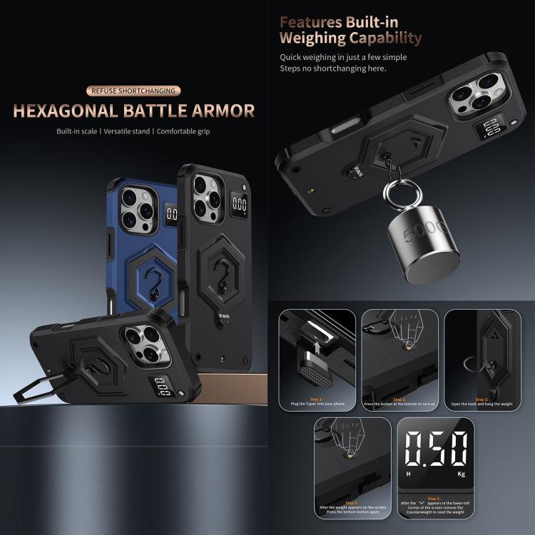 六角裝甲磁吸支架秤重手機殼，適用於 iPhone 14 / 13，iPhone 14 Pro，iPhone 14 Pro Max，iPhone 13 Pro Max，iPhone 13 Pro，iPhone 12 Pro Max