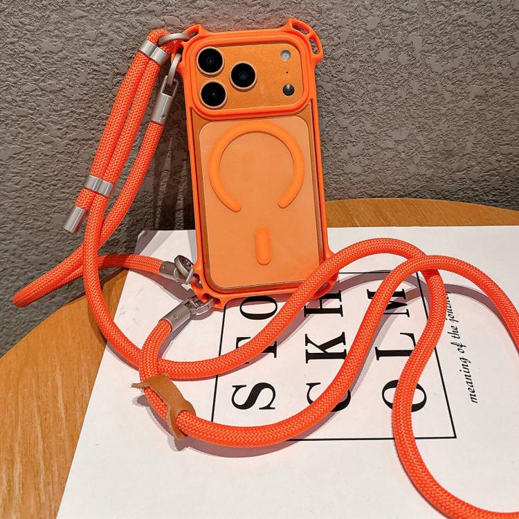 Drone-Style Four-Corner Shockproof Magnetic Acrylic Phone Case with Long and Short Lanyard, For iPhone 17 Pro Max, For iPhone 17 Pro, For iPhone 17, For iPhone 16 Pro Max, For iPhone 16 Pro, For iPhone 16 Plus, For iPhone 16, For iPhone 15 Pro Max     ...