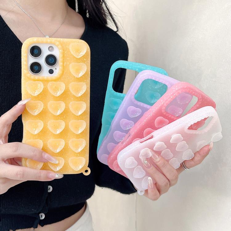 愛心吸盤半透明閃粉手機殼，適用於 iPhone 14、iPhone 14 Pro Max、iPhone 13