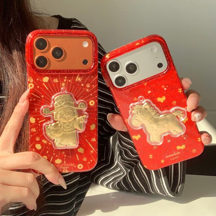 農曆新年傳統吉祥圖案 PC + TPU 手機殼，適用於 iPhone 17 Pro Max、iPhone 17 Pro