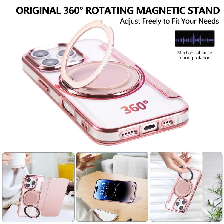 超薄旋轉支架磁吸鍍層素皮手機殼，適用於iPhone 16 Pro、iPhone 16 Plus、iPhone 16、iPhone 15 Pro Max、iPhone 15 Pro、iPhone 15 Plus / 14 Plus