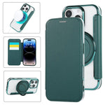 超薄旋轉支架磁吸鍍層素皮手機殼，適用於iPhone 16 Pro、iPhone 16 Plus、iPhone 16、iPhone 15 Pro Max、iPhone 15 Pro、iPhone 15 Plus / 14 Plus
