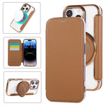 超薄旋轉支架磁吸鍍層素皮手機殼，適用於iPhone 16 Pro、iPhone 16 Plus、iPhone 16、iPhone 15 Pro Max、iPhone 15 Pro、iPhone 15 Plus / 14 Plus
