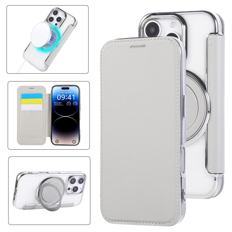 超薄旋轉支架磁吸鍍層素皮手機殼，適用於iPhone 16 Pro、iPhone 16 Plus、iPhone 16、iPhone 15 Pro Max、iPhone 15 Pro、iPhone 15 Plus / 14 Plus