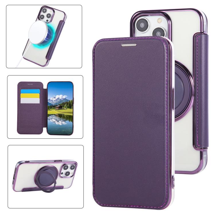 超薄旋轉支架磁吸鍍層素皮手機殼，適用於iPhone 16 Pro、iPhone 16 Plus、iPhone 16、iPhone 15 Pro Max、iPhone 15 Pro、iPhone 15 Plus / 14 Plus