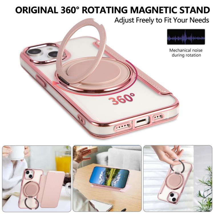超薄旋轉支架電鍍素皮手機殼，適用於 iPhone 15，iPhone 14 / 13，iPhone 14 Pro，iPhone 14 Pro Max，iPhone 13 Pro Max，iPhone 13 Pro