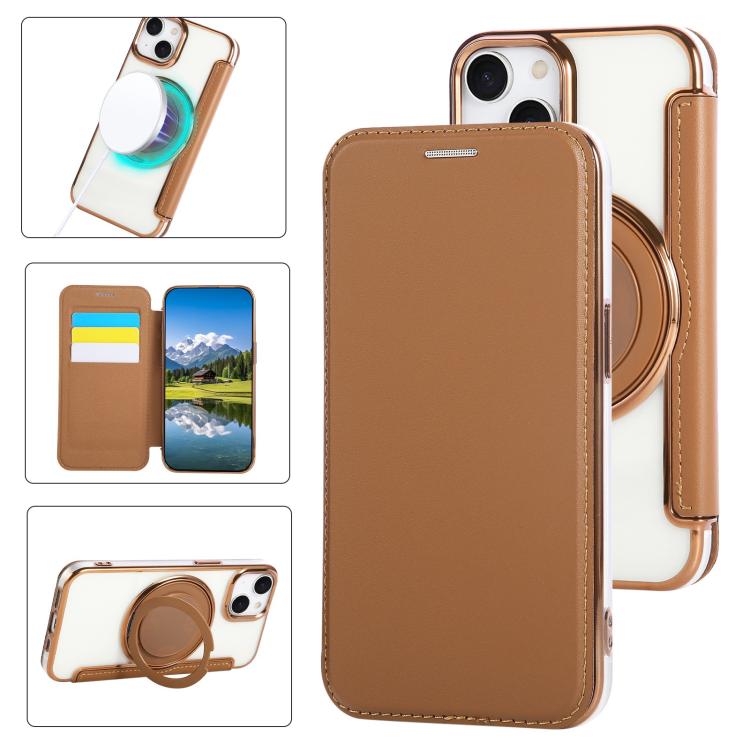 超薄旋轉支架電鍍素皮手機殼，適用於 iPhone 15，iPhone 14 / 13，iPhone 14 Pro，iPhone 14 Pro Max，iPhone 13 Pro Max，iPhone 13 Pro