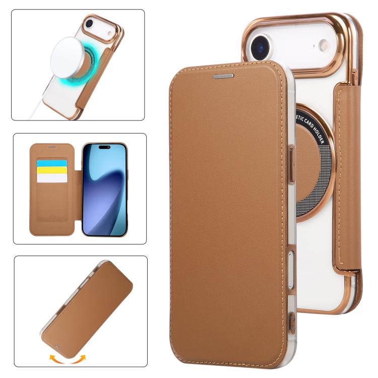 超薄磁吸鍍層素皮手機殼，適用於iPhone 17 Pro Max、iPhone 17 Pro、iPhone 17、iPhone Air、iPhone 16e、iPhone 16 Pro Max