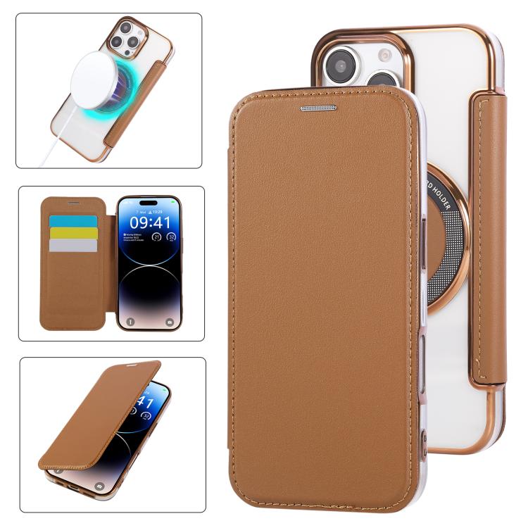超薄磁吸鍍層素皮手機殼，適用於iPhone 16 Pro、iPhone 16 Plus、iPhone 16、iPhone 15 Pro Max、iPhone 15 Pro、iPhone 15 Plus / 14 Plus