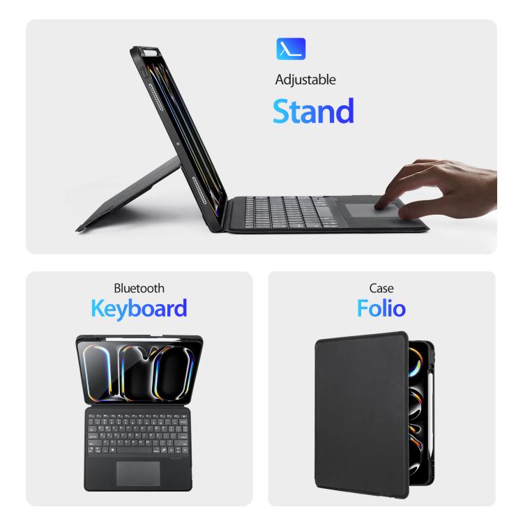 DUX DUCIS DK 系列背光磁吸無線鍵盤素皮平板保護套，適用於 iPad Pro 13 2025 / 2024，適用於 iPad Pro 11 2025 / 2024，適用於 iPad 2025 / 2022，適用於 iPad Air 11 2025 / 2024，適用於 iPad Air 13 2025 / 2024