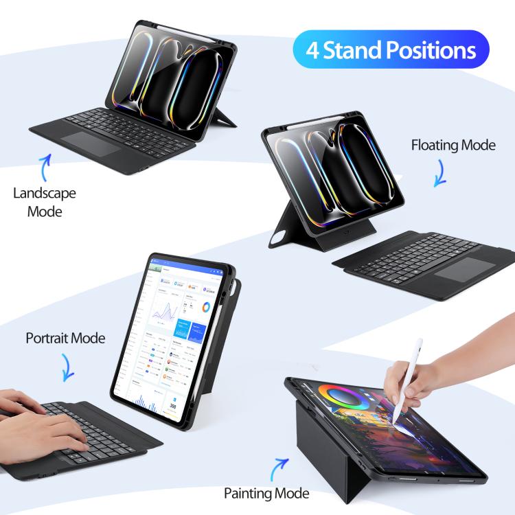 DUX DUCIS DK 系列背光磁吸無線鍵盤素皮平板保護套，適用於 iPad Pro 13 2025 / 2024，適用於 iPad Pro 11 2025 / 2024，適用於 iPad 2025 / 2022，適用於 iPad Air 11 2025 / 2024，適用於 iPad Air 13 2025 / 2024