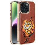 刺繡塗鴉素食皮革盾牌電鍍磁吸手機殼，適用於 iPhone 14 Plus、iPhone 14、iPhone 14 Pro、iPhone 14 Pro Max