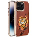 刺繡塗鴉素食皮革盾牌電鍍磁吸手機殼，適用於 iPhone 14 Plus、iPhone 14、iPhone 14 Pro、iPhone 14 Pro Max