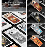 刺繡塗鴉素食皮革盾牌電鍍磁吸手機殼，適用於 iPhone 14 Plus、iPhone 14、iPhone 14 Pro、iPhone 14 Pro Max