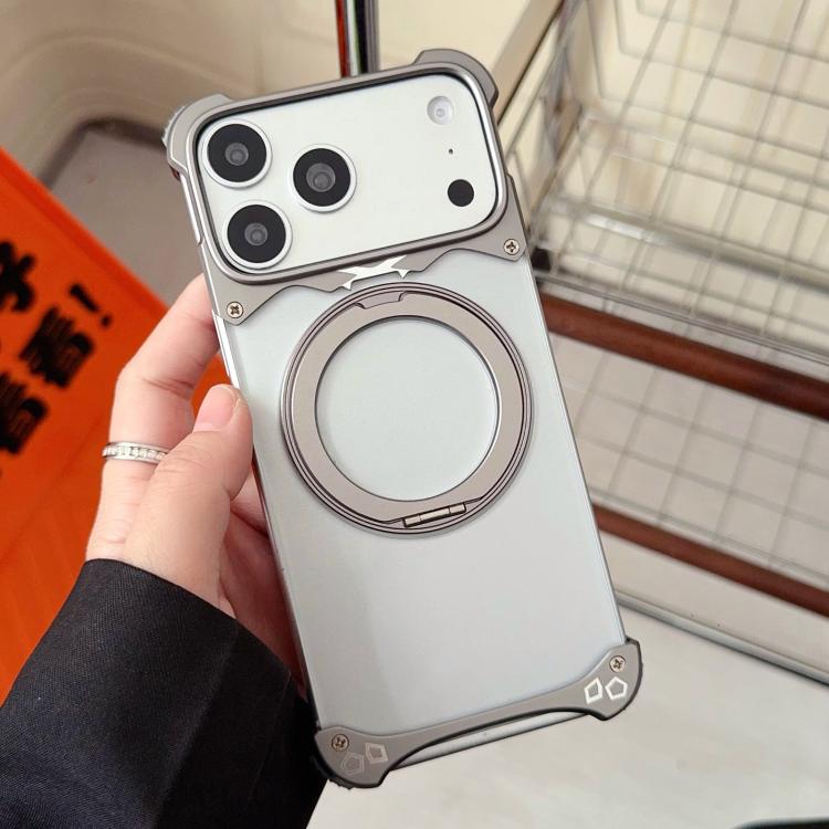 捷豹原色無框360度旋轉支架磁吸手機殼，適用於 iPhone 17 Pro Max、iPhone 17 Pro