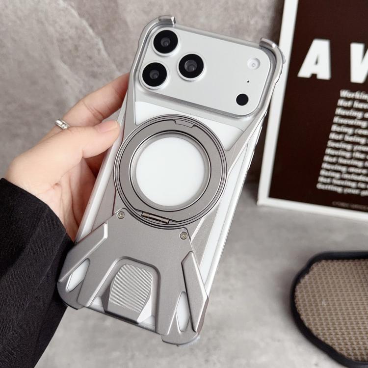 賽車金屬無框360度旋轉支架磁吸手機殼，適用於 iPhone 17 Pro Max、iPhone 17 Pro
