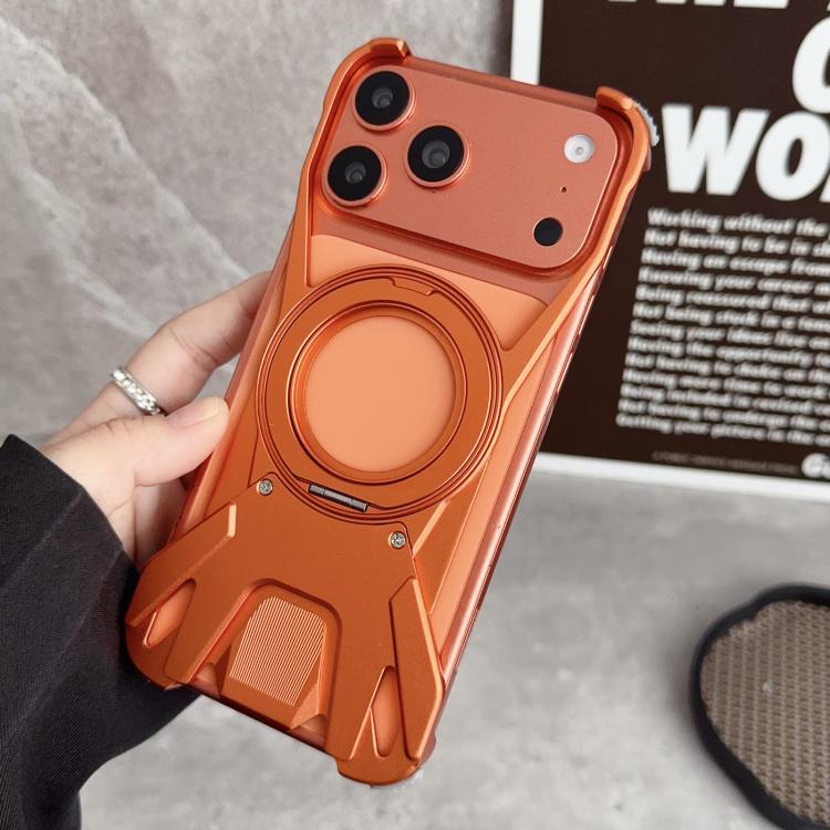 賽車金屬無框360度旋轉支架磁吸手機殼，適用於 iPhone 17 Pro Max、iPhone 17 Pro
