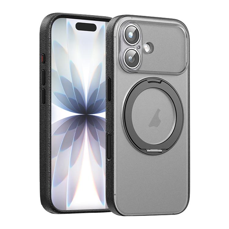 素食皮革磁吸手機殼附360度旋轉支架，適用於 iPhone 17 Pro Max、iPhone 17 Pro、iPhone 17