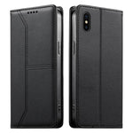 縫線磁吸RFID素食皮革手機殼，適用於iPhone X / XS、iPhone XR、iPhone XS Max、iPhone 8 Plus / 7 Plus