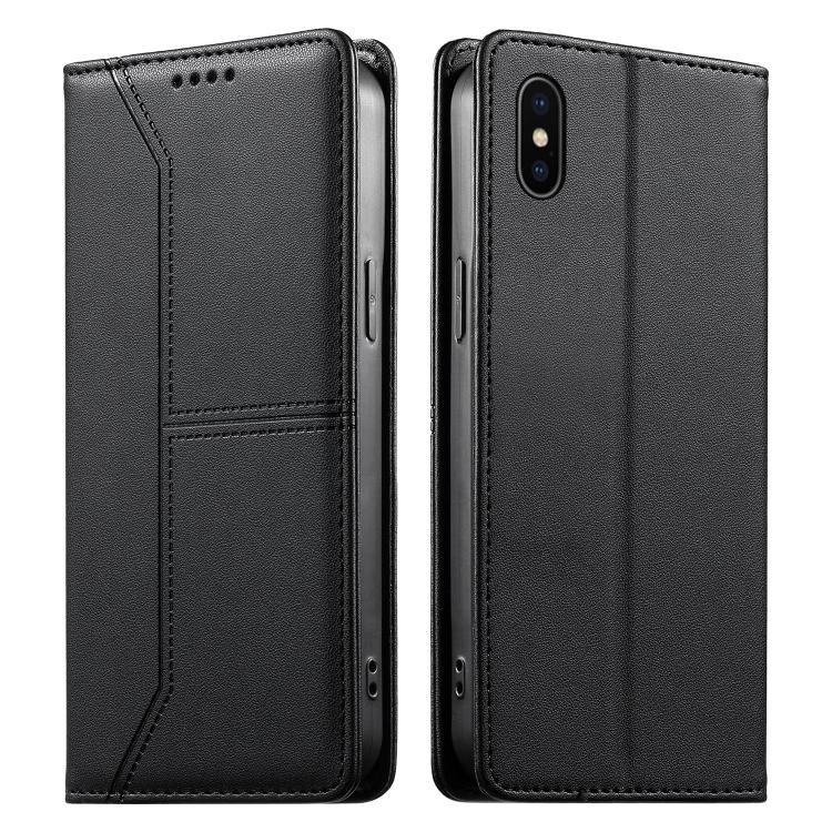 縫線磁吸RFID素食皮革手機殼，適用於iPhone X / XS、iPhone XR、iPhone XS Max、iPhone 8 Plus / 7 Plus