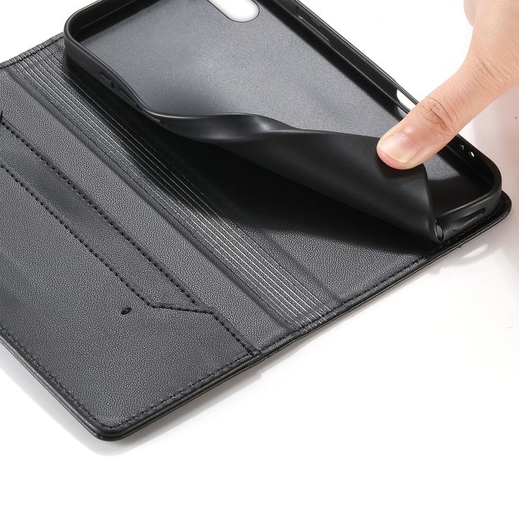 縫線磁吸RFID素食皮革手機殼，適用於iPhone X / XS、iPhone XR、iPhone XS Max、iPhone 8 Plus / 7 Plus