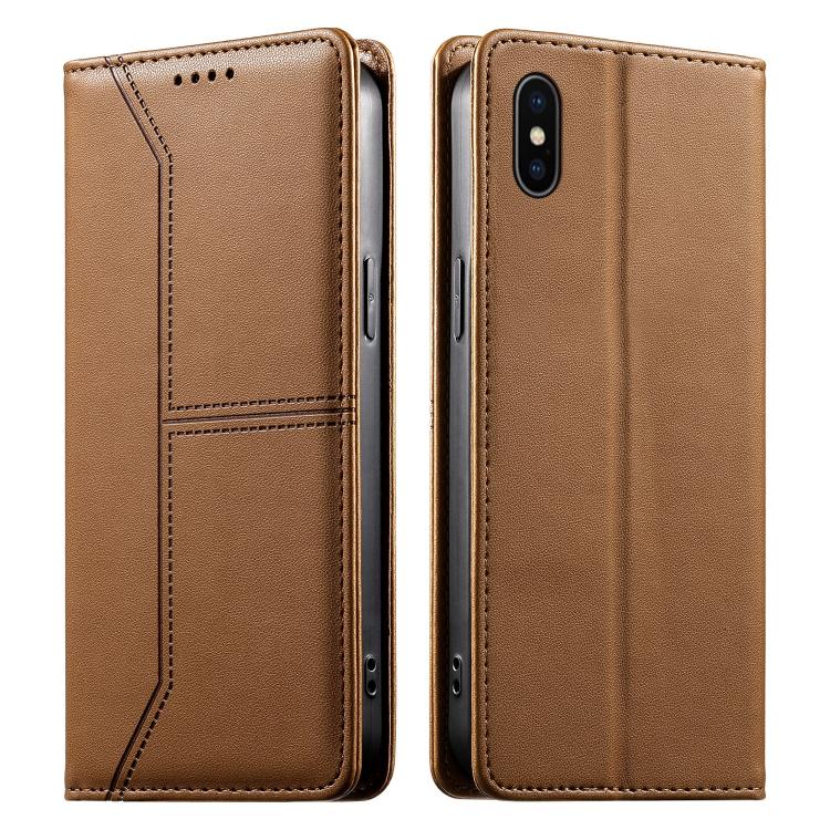 縫線磁吸RFID素食皮革手機殼，適用於iPhone X / XS、iPhone XR、iPhone XS Max、iPhone 8 Plus / 7 Plus