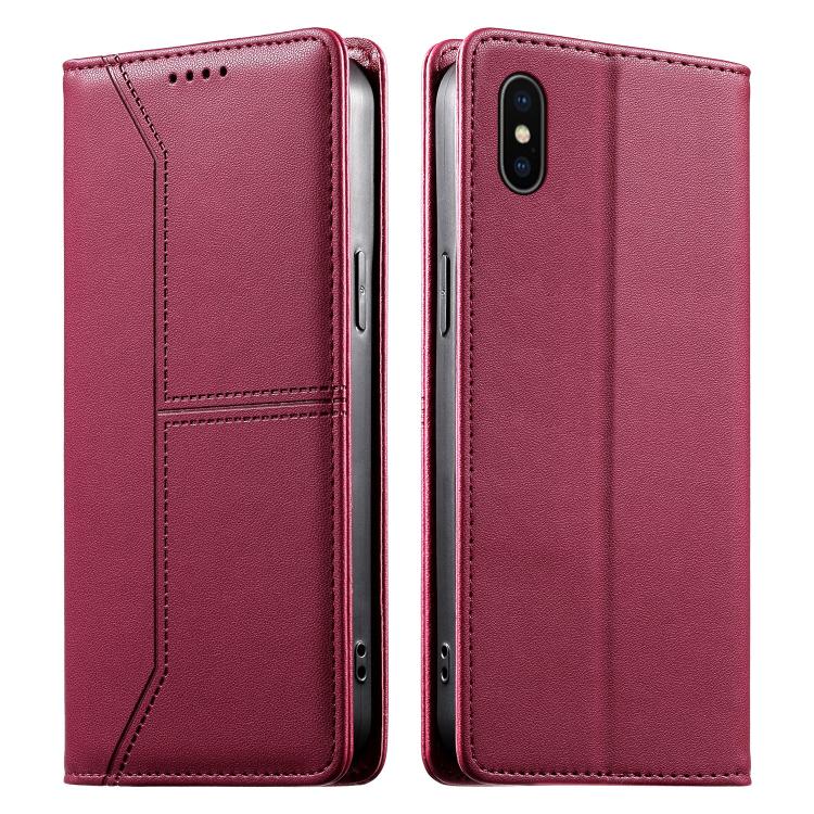 縫線磁吸RFID素食皮革手機殼，適用於iPhone X / XS、iPhone XR、iPhone XS Max、iPhone 8 Plus / 7 Plus