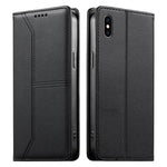 縫線磁吸RFID素食皮革手機殼，適用於iPhone X / XS、iPhone XR、iPhone XS Max、iPhone 8 Plus / 7 Plus