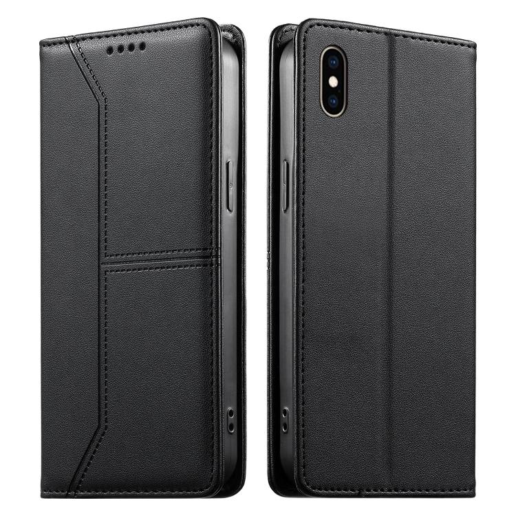 縫線磁吸RFID素食皮革手機殼，適用於iPhone X / XS、iPhone XR、iPhone XS Max、iPhone 8 Plus / 7 Plus