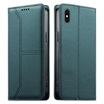 縫線磁吸RFID素食皮革手機殼，適用於iPhone X / XS、iPhone XR、iPhone XS Max、iPhone 8 Plus / 7 Plus
