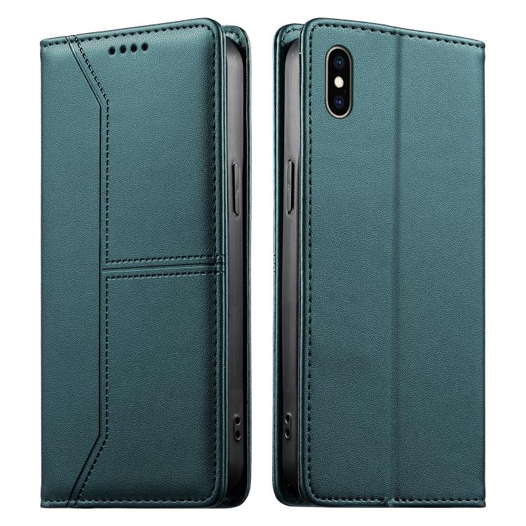 縫線磁吸RFID素食皮革手機殼，適用於iPhone X / XS、iPhone XR、iPhone XS Max、iPhone 8 Plus / 7 Plus