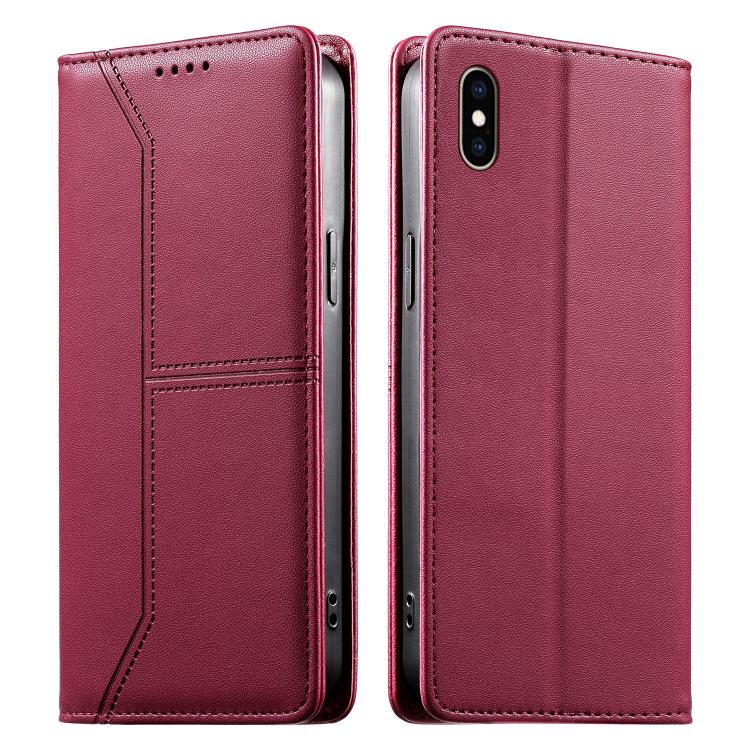 縫線磁吸RFID素食皮革手機殼，適用於iPhone X / XS、iPhone XR、iPhone XS Max、iPhone 8 Plus / 7 Plus