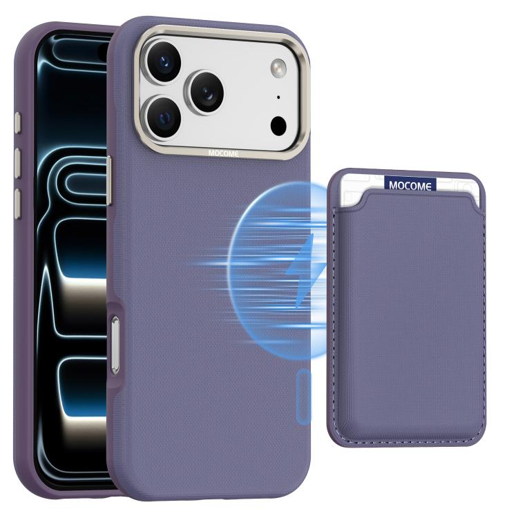 Mocome 素色磁吸卡包手機殼，適用於iPhone 17 Pro Max、iPhone 17 Pro