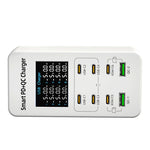 A8C 2 x USB-A 與 6 x USB-C / Type-C 埠 桌面數位顯示多埠充電器，美規插頭、歐規插頭、英規插頭、澳規插頭