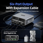 WXL-60C 6合1桌面多埠充電站，內建雙伸縮線，WXL-60C