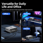 WXL-60C 6合1桌面多埠充電站，內建雙伸縮線，WXL-60C