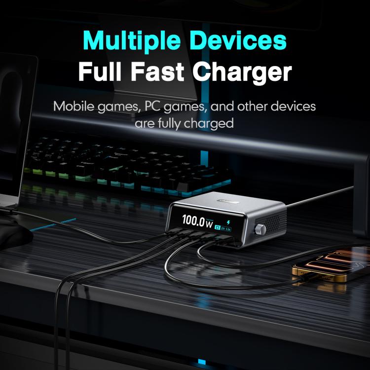 WXL-60D 2.3吋智慧顯示 GaN 高功率桌面充電站，WXL-60D