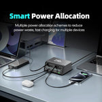 WXL-60E 210W 6合1桌面多埠充電站，內建雙伸縮線，WXL-60E