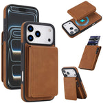 復古仿皮可拆卸彈簧卡包磁吸 RFID 手機殼，適用於 iPhone 17e / 16e、iPhone 17 Pro Max、iPhone 17 Pro、iPhone 15 Plus、iPhone 15、iPhone 14 Plus、iPhone 14 / 13、iPhone 12 / 12 Pro