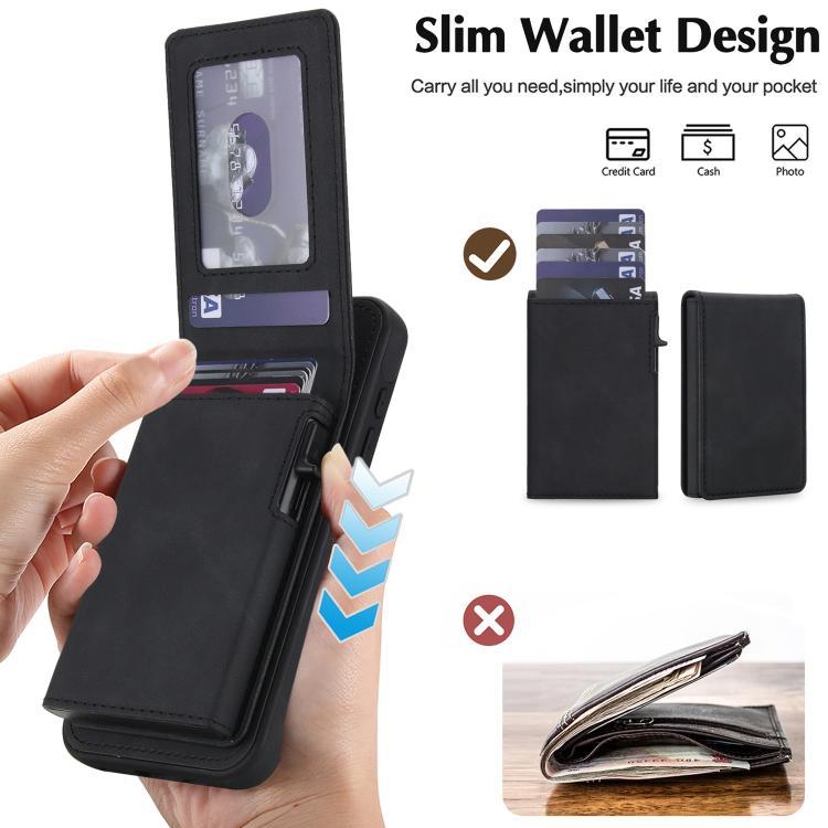 復古仿皮可拆卸彈簧卡包磁吸 RFID 手機殼，適用於 iPhone 17e / 16e、iPhone 17 Pro Max、iPhone 17 Pro、iPhone 15 Plus、iPhone 15、iPhone 14 Plus、iPhone 14 / 13、iPhone 12 / 12 Pro