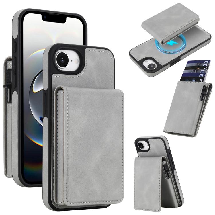 復古仿皮可拆卸彈簧卡包磁吸 RFID 手機殼，適用於 iPhone 17e / 16e、iPhone 17 Pro Max、iPhone 17 Pro、iPhone 15 Plus、iPhone 15、iPhone 14 Plus、iPhone 14 / 13、iPhone 12 / 12 Pro