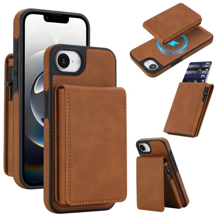 復古仿皮可拆卸彈簧卡包磁吸 RFID 手機殼，適用於 iPhone 17e / 16e、iPhone 17 Pro Max、iPhone 17 Pro、iPhone 15 Plus、iPhone 15、iPhone 14 Plus、iPhone 14 / 13、iPhone 12 / 12 Pro