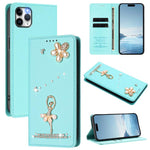 Ballet Girl Diamond Studded RFID Vegan Leather Phone Case, For iPhone 13 Pro, For iPhone 12 / 12 Pro, For iPhone 12 Pro Max, For iPhone 11 Pro Max, For iPhone 11, For iPhone 11 Pro