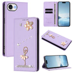 芭蕾女孩鑽石鑲嵌 RFID 素食皮革手機殼，適用於 iPhone 17e / 16e、iPhone 17 Pro Max、iPhone 17 Pro、iPhone 17、iPhone Air、iPhone 16 Pro Max